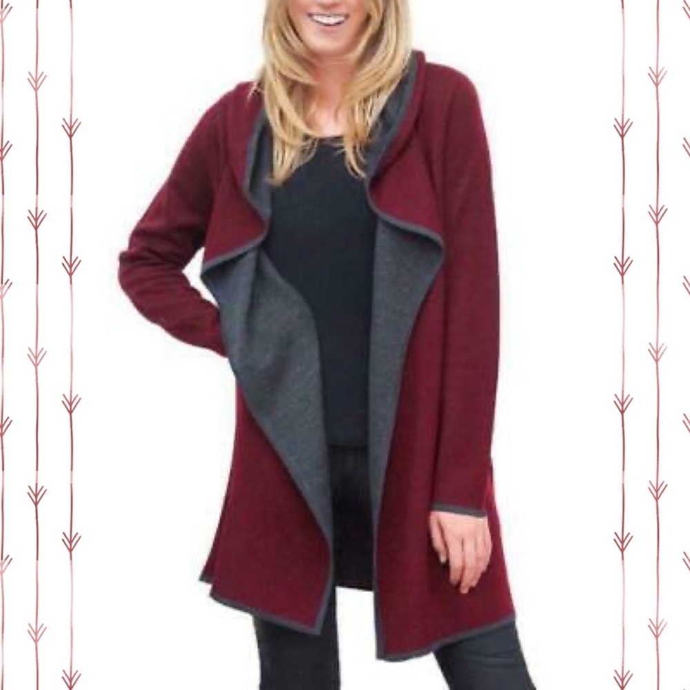 Blanc Noir Burgundy Hooded Cardigan